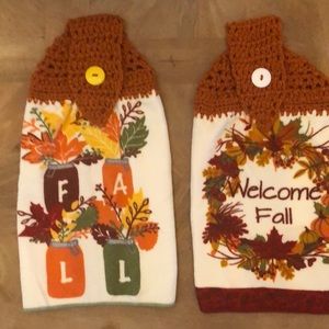 2 Fall Crocheted Kitchen Towels